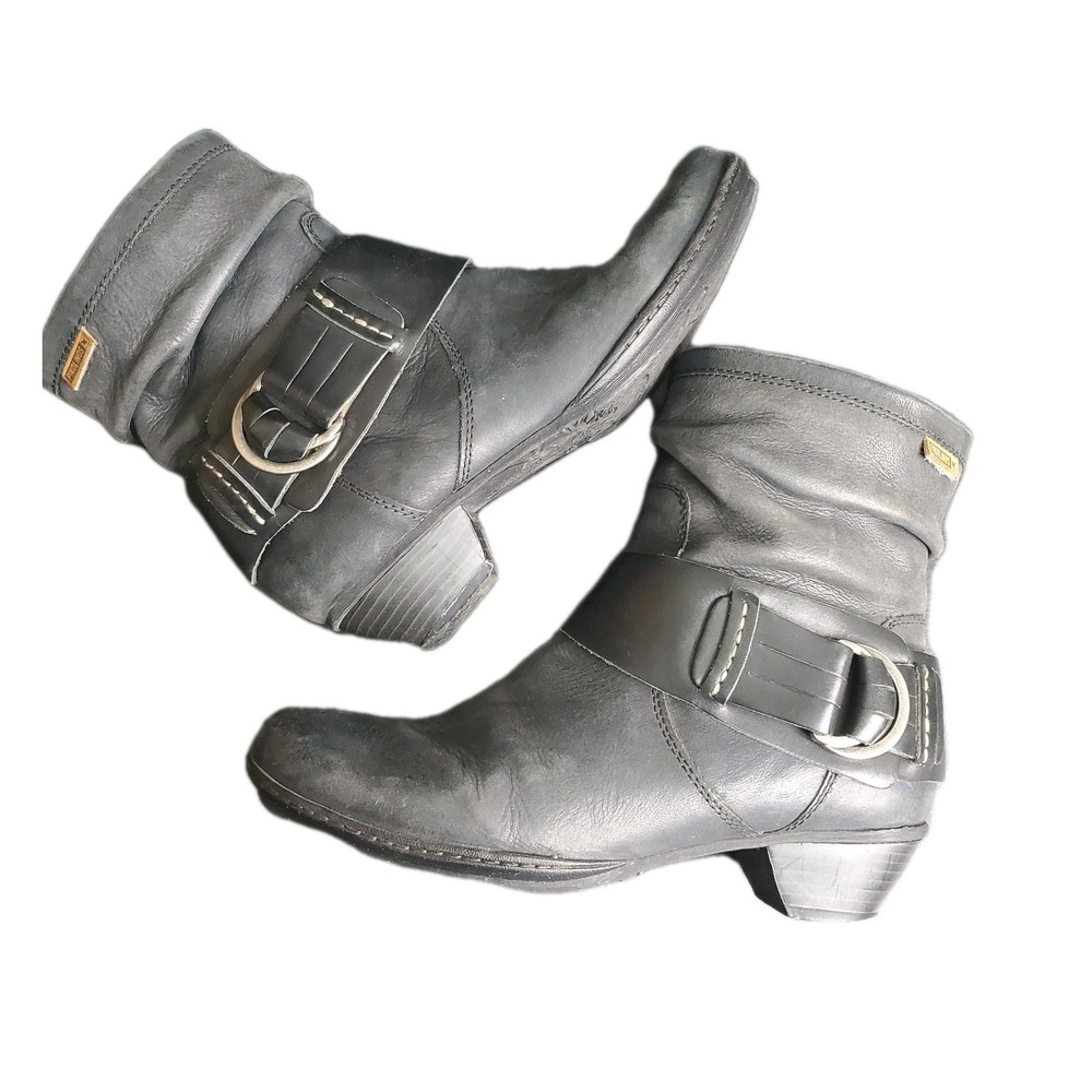 Pikolinos Black Leather Ankle Boots EUR 36 Womens EU 37 US 6.5 - 7, Zip Buckle